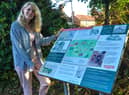 Coun Jo White, deputy leader at Bassetlaw District Council, with the Interpretation Board in Sturton-le-Steeple