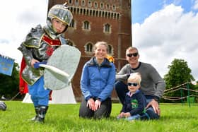 Enjoying the Medieval weekend at Tattershall castle, from left: Fin Hansford, 4, Rachel Hansford, Tom Hansford and Louis Hansford, 2, of Woodhall Spa. Photos: D.R.Dawson Photography