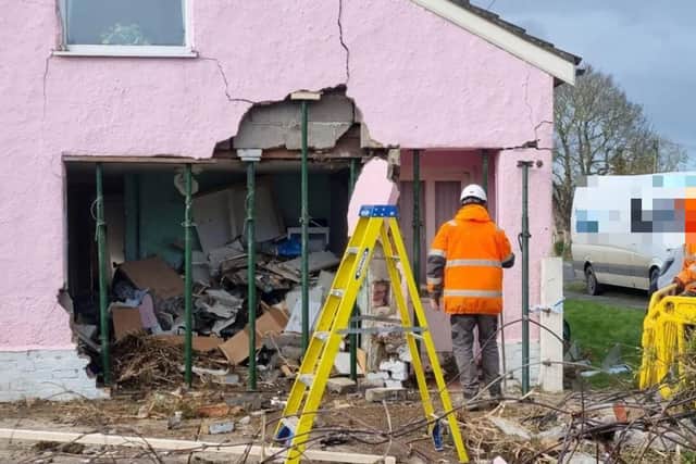 The vehicle collided with a bungalow in South Reston, near Louth, causing extensive damage. Thankfully no-one was home at the time. (Photo: Brian Prescott / SWNS)