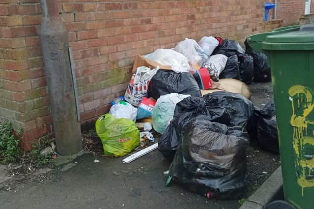 The photo Lyn Johnson took of the fly-tip blocking pavement access to her home in Sydney Street.