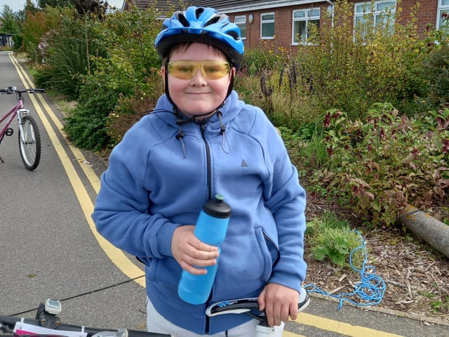 Henry Radford, aged 11, rode an impressive 28-mile route to raise £750 for the hospice.