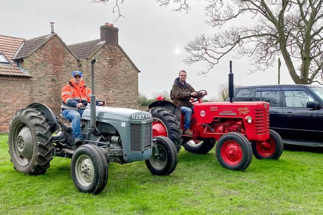 Danny Snell and Keiran Speed on their tractors. Photos: Chris Frear