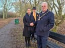 Daisy Jones, ELDC  Sustainable Housing Officer, with Mayor of Skegness Coun Tony Tye (right) and Coun Richard Cunnington.