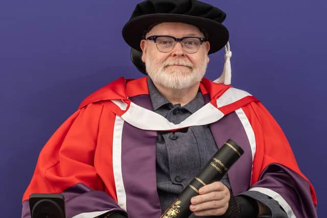 Jason Wilsher-Mills on receiving his honorary doctorate from Loughborough University. Photo: Loughborough University