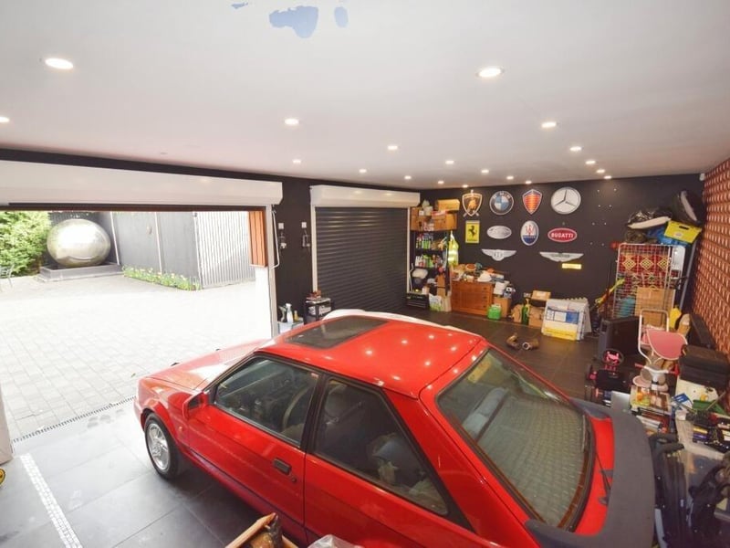 Inside the double garage.