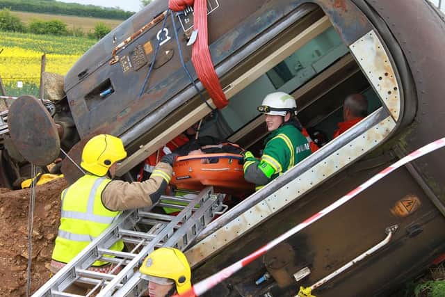 A multi-agency search and rescue exercise at Waddington Training Centre.