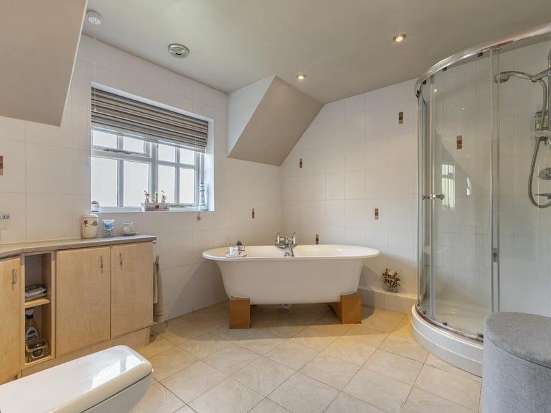 The bathroom.