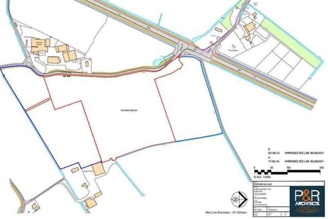 Naylors Farms want to build an anaerobic digestion plant on land on Surfleet Marsh. Image: P&R Architects