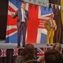 Richard Tice (left) and Nigel Farage take the stage at Old Leak Community Hall.