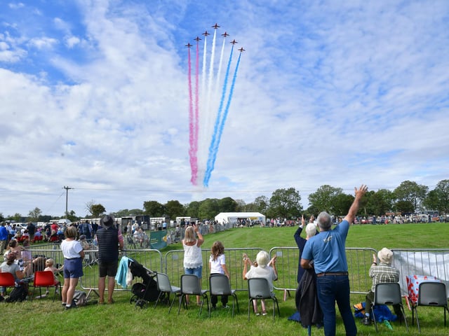 A perfect topping to the village show - a Red Arrows flypast.