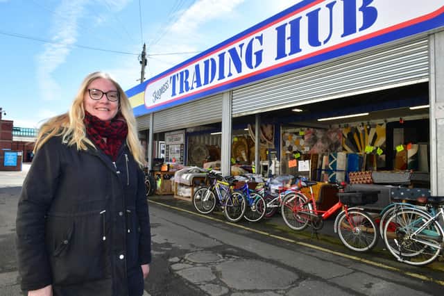 Skegness market manager Kathryn Jones outside the rebranded Skegness Trading Hub.