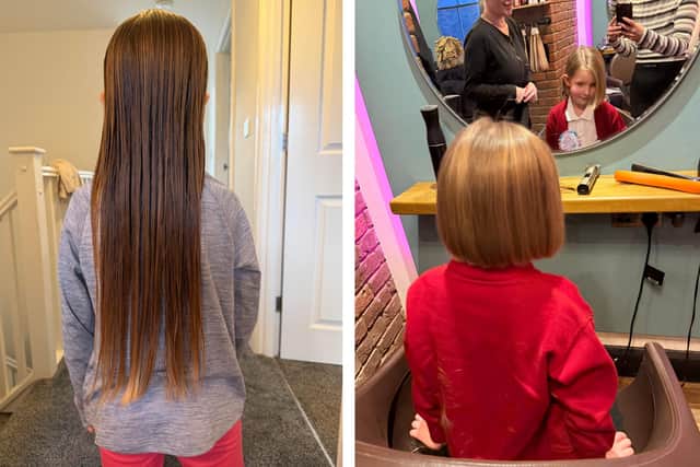 Bonnie, before and after the charity trim.