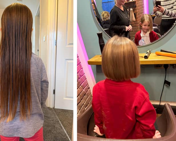 Bonnie, before and after the charity trim.