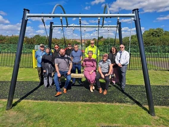 Councillors from both West Lindsey District Council and Gainsborough Town Council at the official opening of the new park