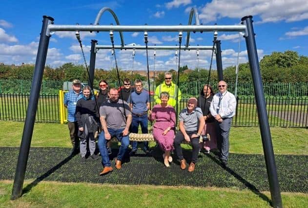 Councillors from both West Lindsey District Council and Gainsborough Town Council at the official opening of the new park