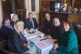 Victoria Atkins MP (right) with the Bob's Brainwaves committee in Parliament.