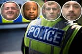 Four of the men who received custodial sentences. From left: Christopher Cook, Wade Smith, Connor Teft and Logan Hartley.