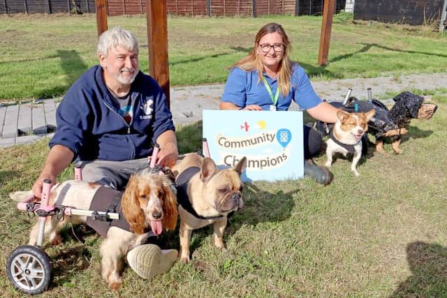 Charity volunteer Tim from Broken Biscuits and Mary-Jane from Lincolnshire Co-op