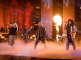 Ash Wilson (left), of Boston, perform as part of Team Jon Bon Jovi on ITV's Starstruck. Picture: ITV