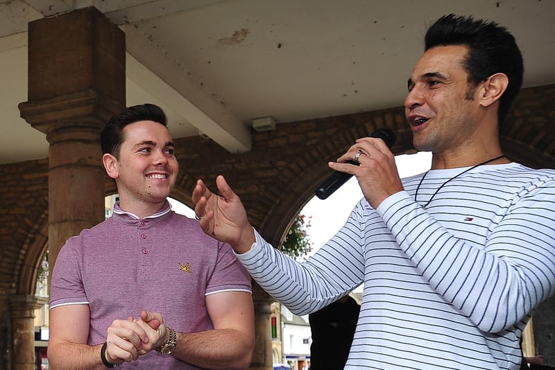 X Factor runner-up and Dancing on Ice winner Ray Quinn (left) was to sing live at the Skegness lights switch-on, it was announced. Quinn is pictured in Peterborough with fellow X Factor alumni Chico in 2012, ahead of the pair appearing in Celebrities on Ice at the Peterborough Arena the following year.