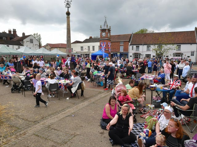 The town centre was packed with people enjoying the Big Lunch.