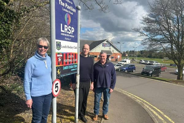 Trustees of the new London Road Sports Partnership, from left: chairwoman of Louth Hockey Club Lesley Ward, Louth Cricket Club captain Jason Collinson, and vice president of Louth Football Club Ewan Findlay.