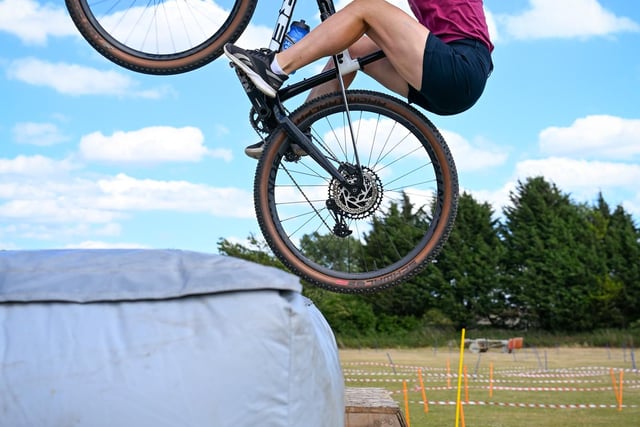 Stunts by Jo Howes on the jump ramp and bag. Photo: Richard Howes Photography