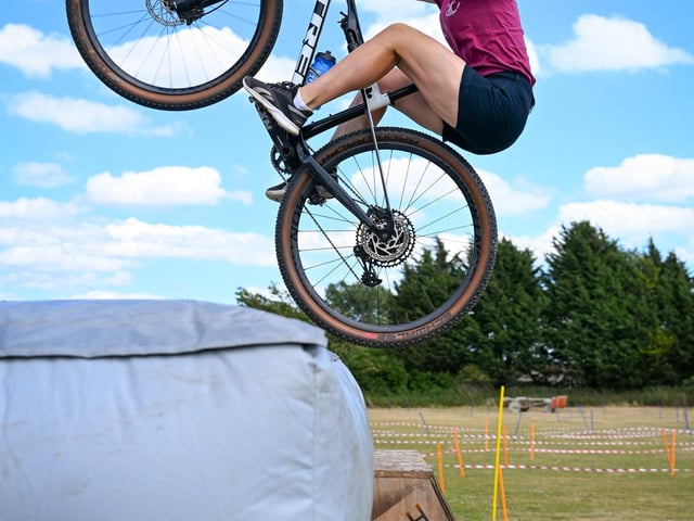 Stunts by Jo Howes on the jump ramp and bag. Photo: Richard Howes Photography