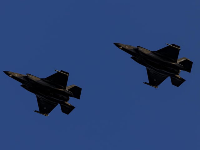 F-35 Lightnings above RAF Coningsby. Photo: AS1 Joshua Whiting