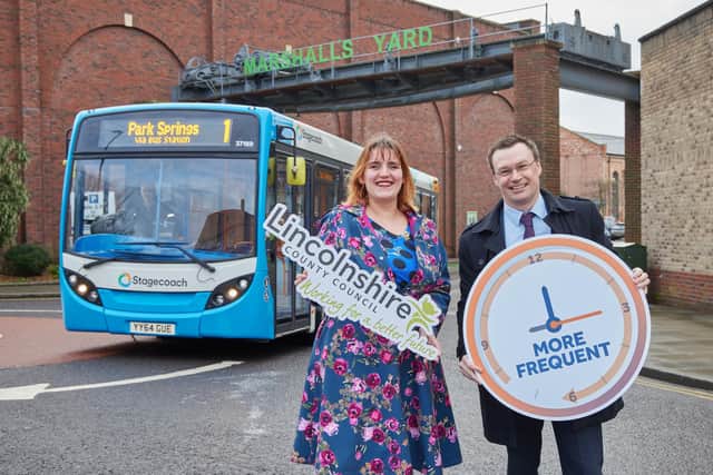 Coun Clio Perraton-Williams and Matt Cranwell, managing Director of Stagecoach East Midlands
