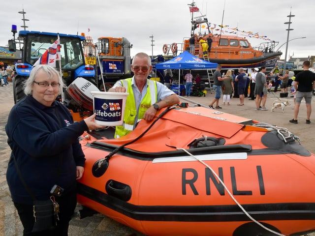 Sharon Whelan, lifeboat visits officer, with Alan Gordon-Griffiths, lifeboat crew