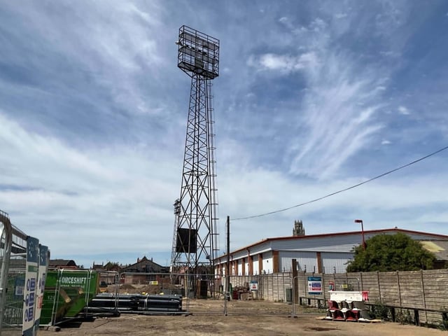 Since the demolition project got under way in March, the area surrounding the floodlights had been razed to the ground.