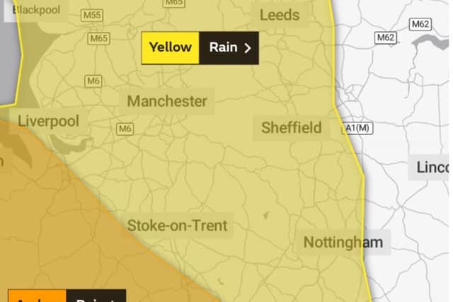 Yellow rain warning for our region