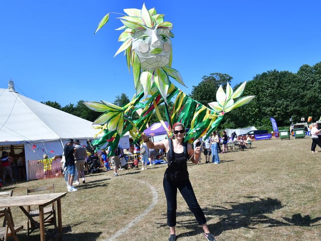 Lauren Williams, of Sessions Art, with The Green Lady