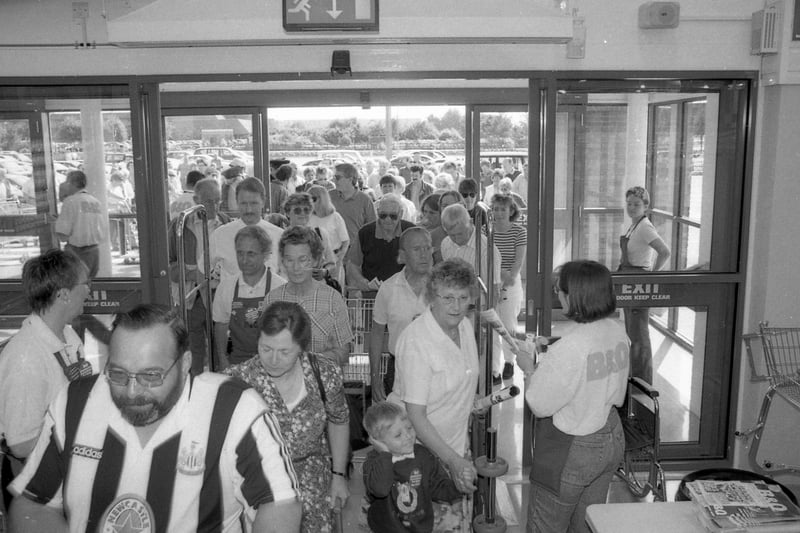 Shoppers make their way into Boston's new B&Q store in 1998.