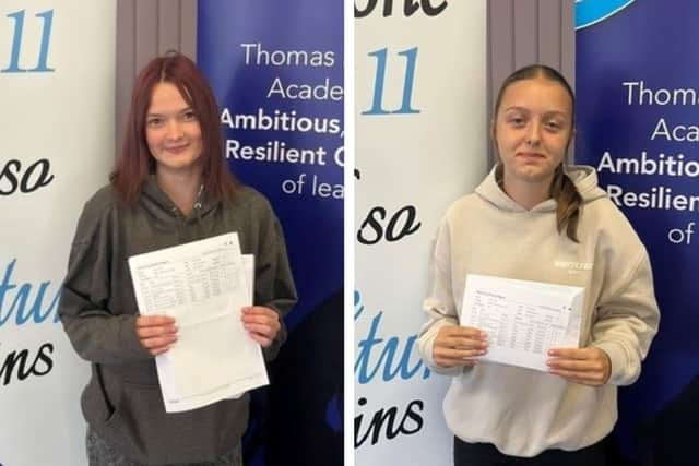 Emily and Lily, collecting their results at Kirton Middlecott Academy.
