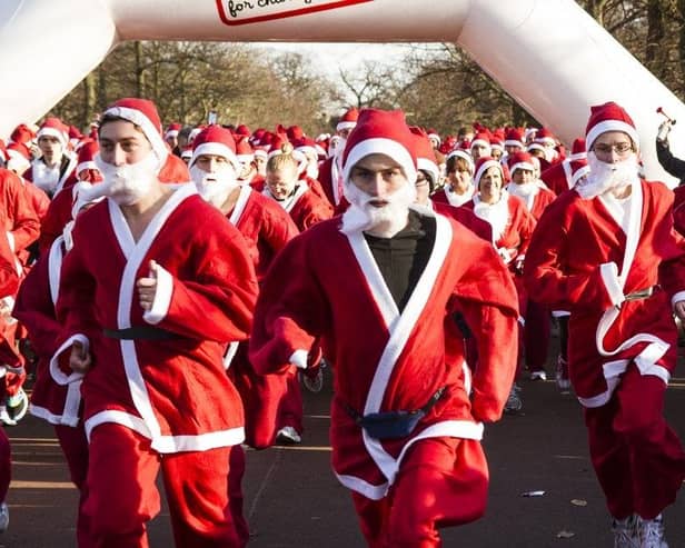 Expect to see a scene like this in Louth town centre on Sunday morning when the first Santa Run For Life event takes to the streets.