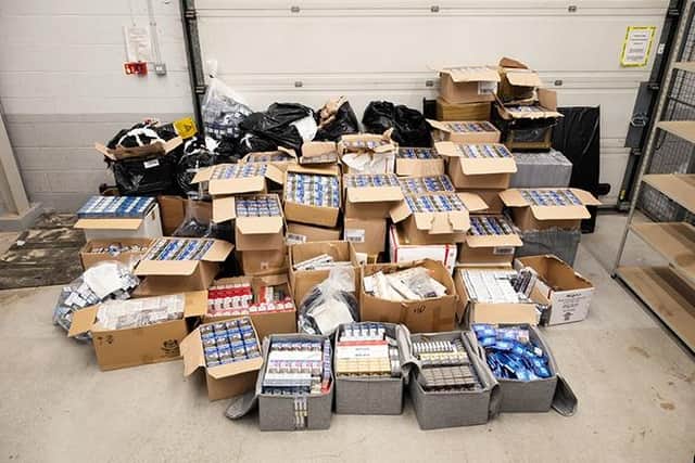 A photograph released by Lincolnshire Police showing the scale of the seizures.