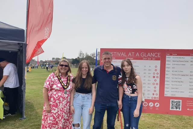 Mablethorpe Deputy Mayor Claire Arnold and family at the So Festival.