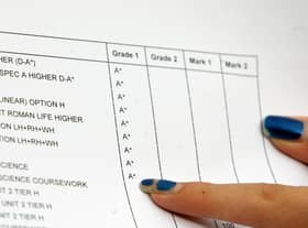 A close-up view of a piece of paper showing someone's GCSE results at Manchester High School for Girls.