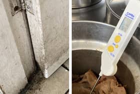Meat stored at unsafe temperatures.