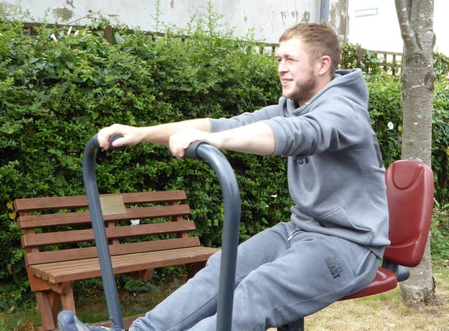 A client testing out the new gym at the lifehouse.
