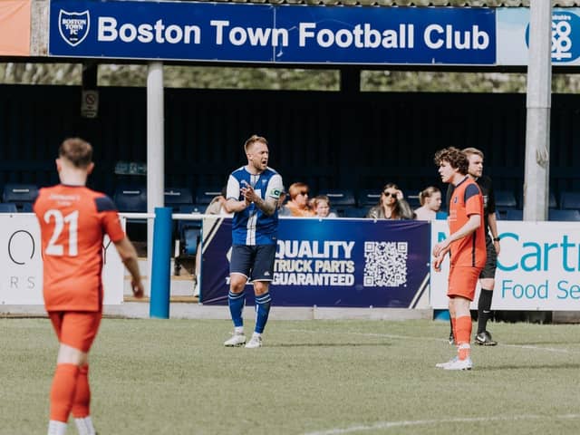 Lee Beeson led Boston Town to a 3-1 win in his final game before retiring. Pic: Robyn Dalton