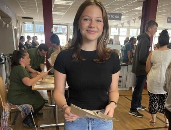 Barnes Wallis student Mia Lassmans with her GCSE results.