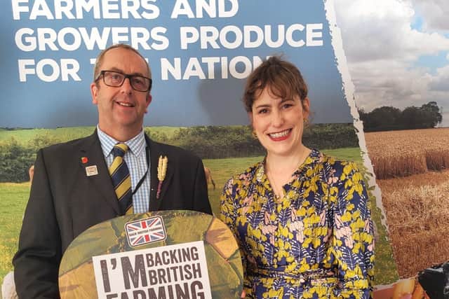 Victoria Atkins MP with Ian Watson of Louth Park Farm.