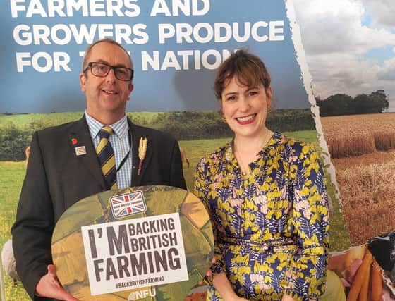 Victoria Atkins MP with Ian Watson of Louth Park Farm.