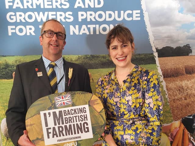 Victoria Atkins MP with Ian Watson of Louth Park Farm.