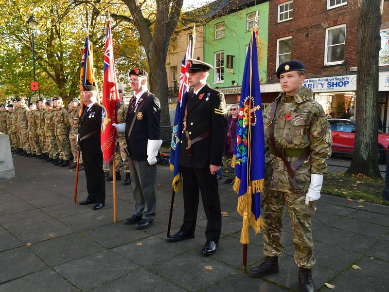 Standard bearers pictured at the service, which was led by Rev Sally Clifton.