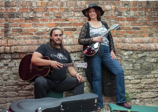 Images from Sleaford's Thank Folk for the Ivy festival. Candacraig band from Ruskington. Martin Nicholls (left) and Sharon Cannings (right). They were the final act of the festival. Gig coming up on 21st October at Sleaford playhouse. Photo: Holly Parkinson