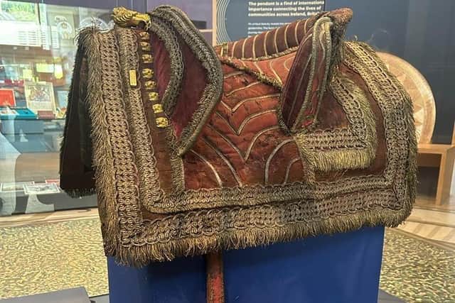 The King's Champion's saddle on display at Lincoln Museum.